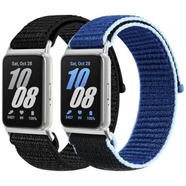 Imagem de 2 pulseiras de relógio de nylon compatíveis com Samsung Galaxy Fit 3, pulseiras de substituição de nylon esportivas macias, respiráveis e ajustáveis, para Galaxy Fit3 SM-R390, para mulheres e homens