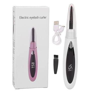 Imagem de Modelador de cílios elétrico aquecido USB recarregável com 3 engrenagens de temperatura ajustável portátil de longa duração com aquecimento rápido modeladores de cílios para (Branca)