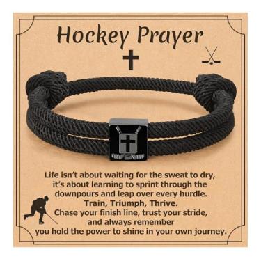 Imagem de ESPVO Pulseira de beisebol/basquete/futebol/futebol/hóquei para adolescentes, meninos, homens, pulseiras cruzadas, presentes para jogadores, amantes do time, filho, neto, irmão, sobrinho, amigo