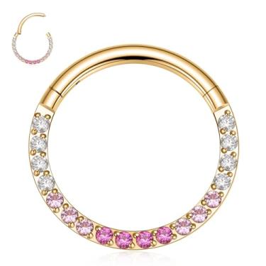 Imagem de PEAKLINK 16G 18G 316L Aço Inoxidável CZ/OPALA Piercing Septo Clicker Anel de Nariz Articulado Brincos Daith Piercing Conch Jewelry Helix Cartilage Tragus Lobe Belly Hoop Brinco, Sem Pedra Preciosa