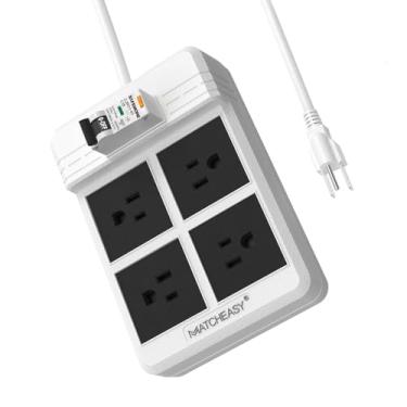Imagem de MATCHEASY Filtro de linha GFCI com 4 tomadas, cabo de extensão resistente de 2 m (1875W/15A) com disjuntor RCBO de 30 mA para produção em casa/oficina
