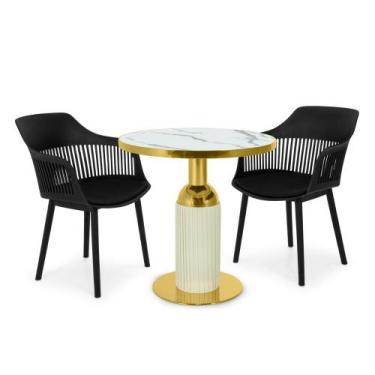 Imagem de Conjunto Mesa de Jantar Redonda Imperial 70cm Branca com 2 Cadeiras Es