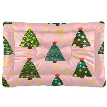 Imagem de SEHANY Cama de árvore de Natal em aquarela para cães e gatos com fundo antiderrapante, caixa de canil, colchão macio para animais de estimação, lavável para cães pequenos, médios e grandes, gatos, 91