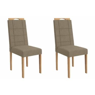 Imagem de Cadeira Sala De Jantar Flora 2cad150 Madeirado Kit 2 Un Carvalho-boucle Bege Fendi - Kappesberg
