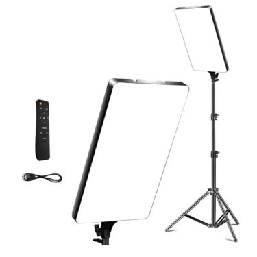 Imagem de Luz de Estúdio LED 19” com Tripé Ajustável até 2,1m – Iluminação Profissional Regulável, Controle Remoto, Temperatura 2500K–7500K, Ideal para Fotos, Vídeos e Lives
