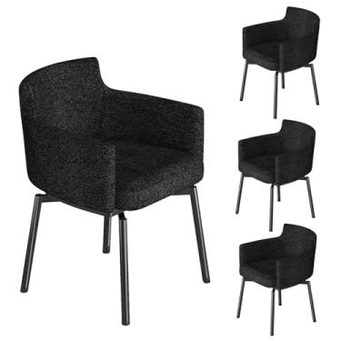 Imagem de Cadeiras de jantar giratórias de 180°, cadeiras giratórias com apoio de braço e encosto, pernas de aço carbono com encaixe automático, 150 kg, 2 estilos B, 4 peças