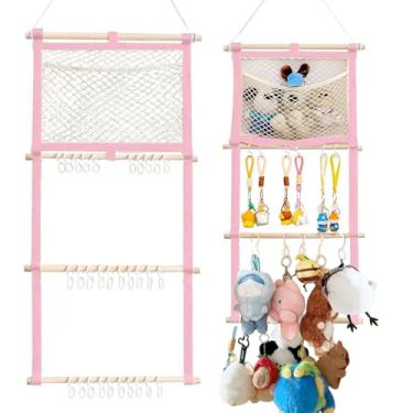 Imagem de Yushen Prateleiras de armazenamento de exibição suspensas, organizadores de bonecas, expositores, presentes de colecionadores, pendurar sobre a porta para quarto, casa (rosa, 1 peça)