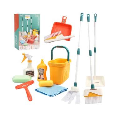 Imagem de Conjunto De Limpeza Infantil 12 Peças: Pá, Vassoura, Balde E Mop  Kit 