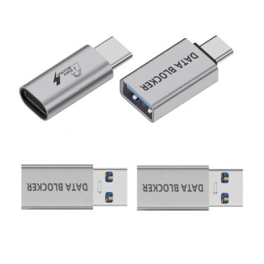 Imagem de cablecc Bloqueador de dados USB macho para fêmea tipo A para USB-C apenas para carregamento de energia, elimina riscos de dados durante o carregamento, proteção anti-hacking