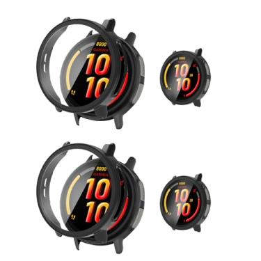 Imagem de Pacote com 2 capas para Garmin Bounce 2, capa protetora NOUKAJU para relógio inteligente, película de vidro temperado 9H integrada, PC rígido, fácil de instalar, protetor de tela para relógio