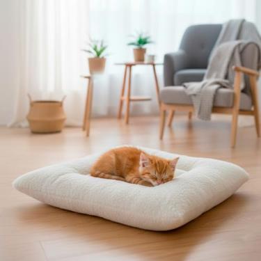 Imagem de Tapete Pet Impermeável para Gatos, Sherpa Aconchego, 50x50cm, Médio, Protetor de Sofá, Lavável, Dobrável, Respirável, Poliéster, Rosa, Quadrado, Liso
