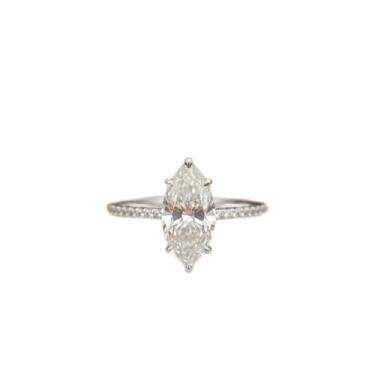 Imagem de 1 peça lindo anel de zircônia olho de cavalo 2CT de alto brilho em prata esterlina para mulheres de formatura melhor presente joias finas presentes, Prata esterlina, Sem pedra preciosa