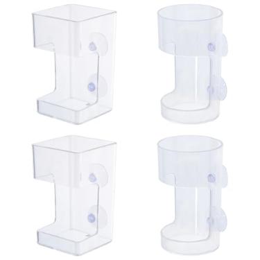 Imagem de SUPERFINDINGS 4 peças, 2 estilos, alimentador de aquário de acrílico, sem bagunça, ferramenta de alimentação de camarão de aquário com ventosa flutuante para peixes e camarões betta