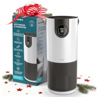 Imagem de Homedics Umidificador de névoa fria e purificador de ar 2 em 1 – Umidifica e purifica o ar, sensor digital de qualidade do ar, modo automático, design de torre elegante, ideal para salas