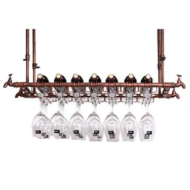 Imagem de Unidade de bar, prateleiras flutuantes, suporte de parede, suporte de copo de vinho pendurado, altura ajustável, organizador de taças, suporte de vinho de teto