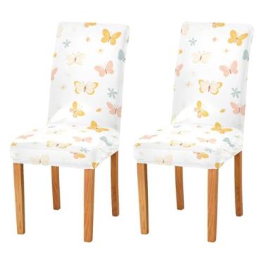 Imagem de Wassud Capas de cadeira elásticas simples borboletas para jantar capas de cadeira de cozinha laváveis conjunto de 4