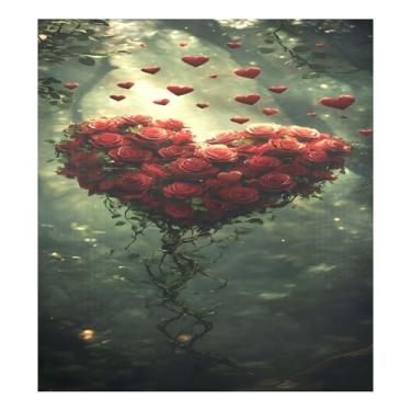 Imagem de Qilmy Dia dos Namorados Corações Vermelhos Rosa Lava-louças Capa Ímã 58 x 66 cm Porta Frontal Decorativas Capas de Geladeira Folha Magnética Adesivo Máquina de Lavar Roupa Painel de Geladeira Decalque