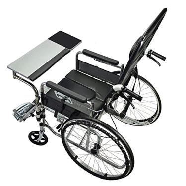 Imagem de Bandeja para cadeira de rodas, mesa de colo para cadeira de rodas, mesa de laptop pode levantar e girar teclado e mouse bandeja de cadeira de rodas mesa para idosos e pacientes (branca)