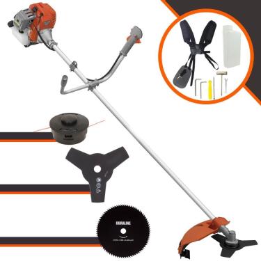 Imagem de Cortador de Grama À Gasolina Tekna RL520AC-G2 2T 52cc 2HP de Alta Performance Completa Com Carretel de Nylon + Lâmina 3 Pontas + Lâmina 80 Dentes