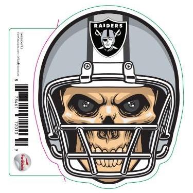 Imagem de Adesivo de capacete de caveira NFL Las Vegas Raiders de 7,6 cm