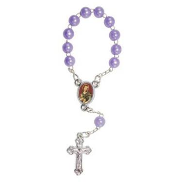 Imagem de 50 unidades Mini Terço Com Foto Santa Inês - SJO, Lilás