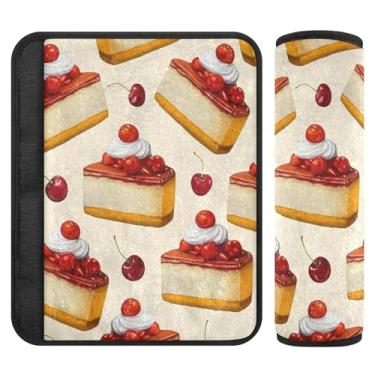 Imagem de Burbuja Capa para cinto de segurança de carro Cheesecakes Protetor de cinto de segurança macio confortável para alça de ombro de assento, 1 par médio