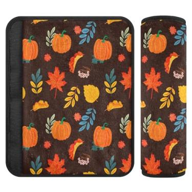 Imagem de Burbuja Capa para cinto de segurança de carro Fall Pumpkin Protetor de cinto de segurança de carro macio confortável para alça de ombro de assento, 1 par pequeno