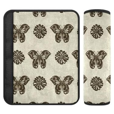 Imagem de Burbuja Capa para cinto de segurança de carro Butterflies Daisies Protetor de cinto de segurança de carro macio confortável para alça de ombro de assento, 1 par médio