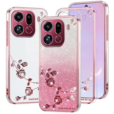 Imagem de Kainevy Capa de telefone para Oppo Find X9 Pro transparente com glitter floral, linda e fina para Oppo Find X9 Pro, capa protetora de silicone à prova de choque para mulheres e meninas brilhante