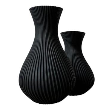 Imagem de Kit 2 Vasos Decorativos Sala Moderno Centro de Mesa Minimalista Decoração Casa Escritório Elegante - Vaso decorativo(Preto)