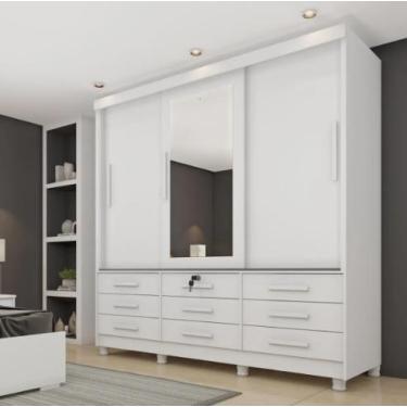Imagem de Guarda Roupa Chicago 3 Portas com Espelho e Pés Móveis Tcil - Tcil Móv