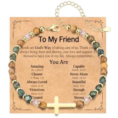 Imagem de PODLEV Pulseira de cruz para mulheres, presentes cristãos, pulseira ajustável com cruz delicada, confirmação de Natal, batismo, Páscoa, presentes religiosos para filha, sobrinha, neta, irmã, madrinha