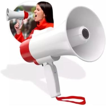 Imagem de Megafone Profissional Portátil Recarregável - Amplificador de Voz de Alta Potência, Função Sirene, Gravação de Áudio e Bateria de Lítio de Longa Duração