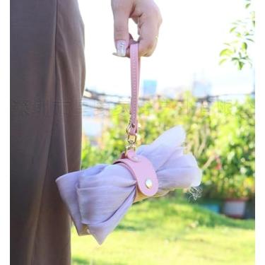 Imagem de Porta-luvas de couro vintage, suporte de alça com fecho para bolsa, chapéu, toalha, acampamento, turismo, bolsa feminina de presente (rosa)