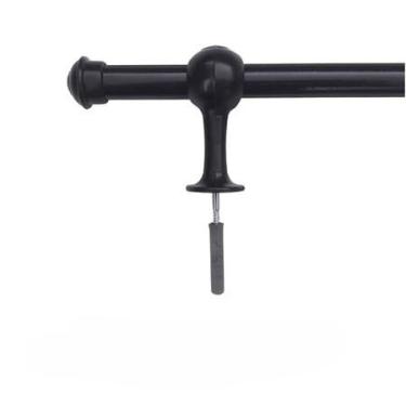Imagem de Varão de Madeira Decorativo Para Cortina 2,00 Metros 19mm Com Kit De Ponteira + Suporte varão de cortina (Varão Completo Preto,Kit 2 Varão)