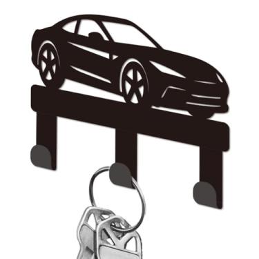 Imagem de DELORIGIN Porta-chaves de metal de carro para parede, mini gancho organizador de chaves, cabides decorativos de parede com 3 ganchos para entrada, porta da frente, corredor, cozinha, escritório, bolsa