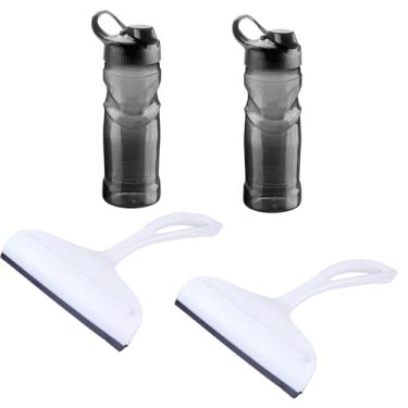 Imagem de Conjunto de 2 Rodo Plástico Multiuso Branco com Raspador 18cm + 2 Garrafa Squeeze Sport Fit 500 ML Preta