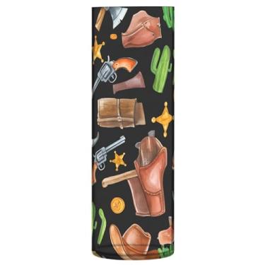 Imagem de JUZIHAI Vaso com estampa de cacto caubói para flores, 9,9 cm x 30 cm, cilindro de plástico, moderno, vaso de flores para decoração de casa de centro de mesa de casamento