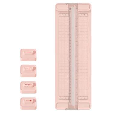 Imagem de Cortador de papel 4 em 1, aparador de papel de 30,5 cm com 4 peças retas, onduladas, perfuradas, lâminas de vincos, deslizante de cortador de papel para papel artesanal, cartolina, etiqueta, foto