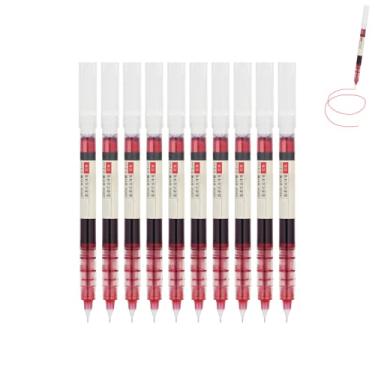Imagem de GZBABY Canetas rollerball 10 peças, caneta esferográfica de ponta fina, 0,5 mm, cartucho de tinta grande (vermelho)