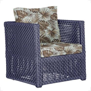 Imagem de 1 Poltrona Madri Alumínio Corda Náutica Estofado 6 Trama Azul