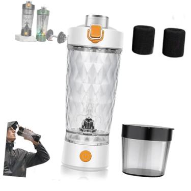 Imagem de SNCIDSGE Coqueteleira ProBlend com um toque – Mistura suave de proteína em qualquer lugar, copo de mistura de proteína em pó elétrico portátil recarregável por USB (branco)