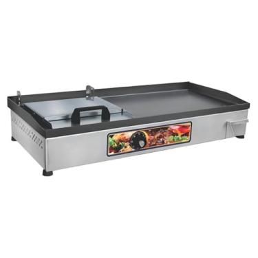 Imagem de Chapa de Hamburguer Elétrica com Abafador Prensa 70x30 cm 110V 220V Chapeira para Lanches Porções Pratic(110V)
