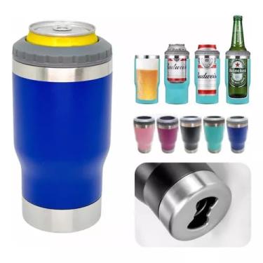 Imagem de Copo Térmico Inox 5 em 1 400ml – Porta Lata e Long Neck, Parede Dupla a Vácuo, Tampa Removível, Livre de BPA – Cores Sortidas