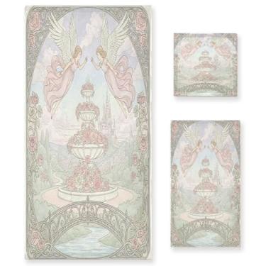 Imagem de Wassud Angels Conjunto de 3 toalhas de banho para o Dia dos Namorados, toalhas super macias e absorventes para banheiro, toalhas de banho de secagem rápida, toalha de banho para academia, spa, hotel