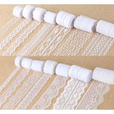 Imagem de Fita de renda branca da ilauke, 14 rolos, acabamento de renda, 0,6 a 2,1 polegadas, renda cremosa com padrão sortido para costura e artesanato, 3,28 jardas cada