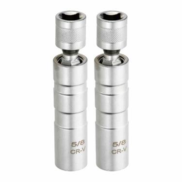 Imagem de HARFINGTON Conjunto de 2 peças de soquetes de vela de ignição, 3/20.3 cm, soquete de vela de ignição magnético giratório de 12 pontos com giro de 360 graus, aço CR-V giratório de 360 graus, prata