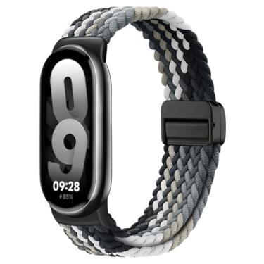 Imagem de Issinlky Pulseira trançada de nylon compatível com Xiao Mi Band 8/9/10, tira elástica para mulheres e homens