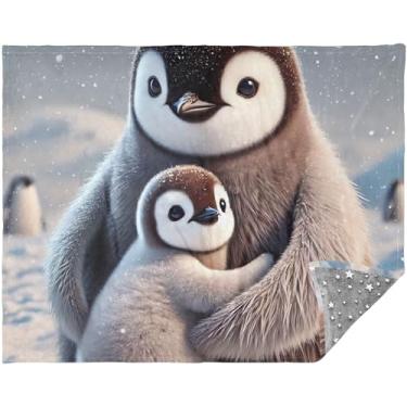 Imagem de TSENQUE Pinguins Cobertores grandes fofos para sofá 177,8 cm x 139,7 cm, mantas grandes e macias para sofá, cinza, cobertores fofos personalizados