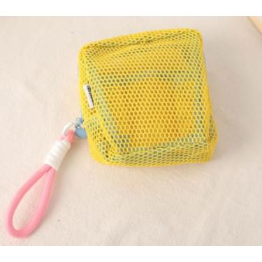 Imagem de Bolsa de malha de tofu nova bolsa de armazenamento portátil bolsa compacta para cosméticos mini bolsa quadrada portátil, Amarelo